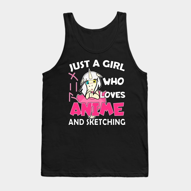 Just a Girl Who Loves anime and sketching Tank Top by Boba Art Store